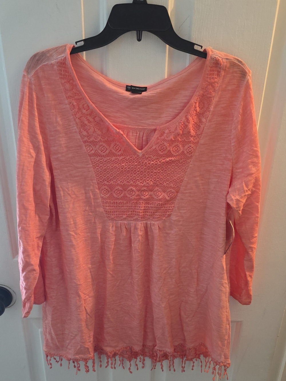 new directions Coral Crochet-Yoke Tunic Top